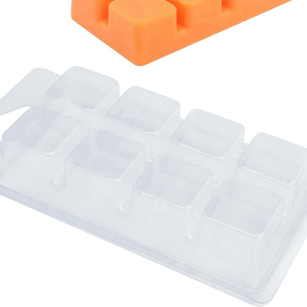 Wax Melt Containers-8 Cavity Clear Empty Plastic Wax Melt Molds-100 Packs Cubes Clamshells for Tarts Wax Melts