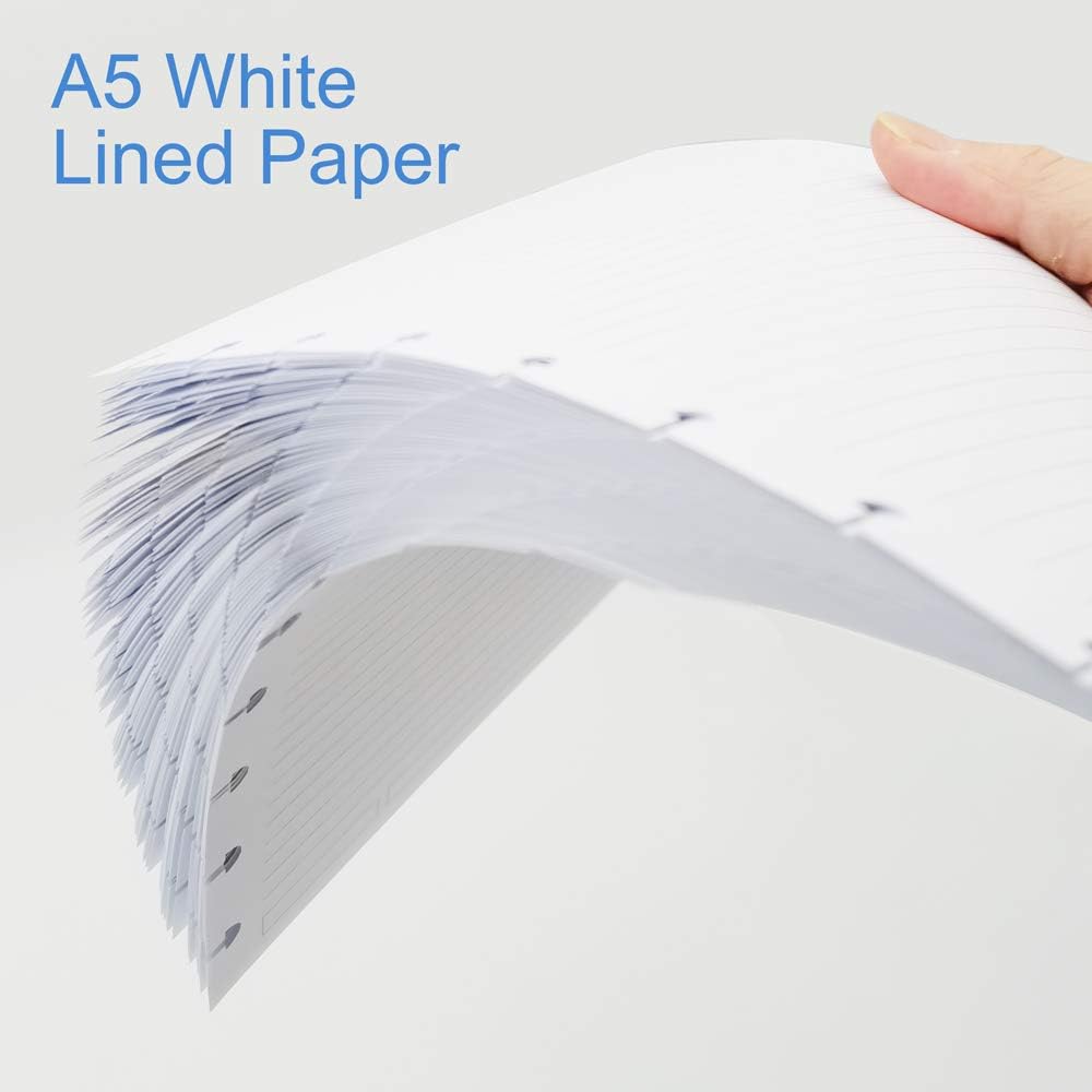 Junior Size Discbound Refill Paper - 8 Discs Discbound Paper, Lined Arc Paper Refill, 100gsm, Disc Paper Refill White