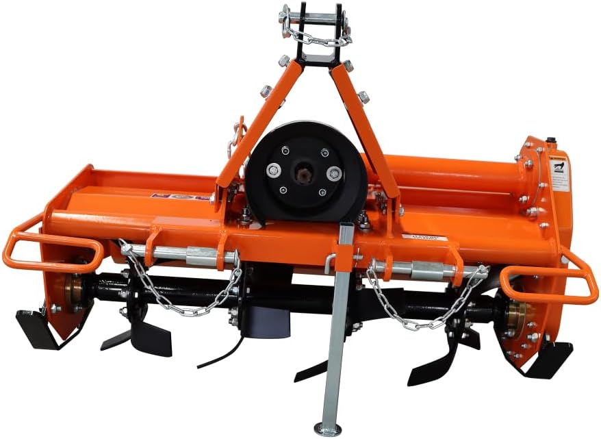 3-Point Rotary Tiller, 37-Inch PTO Cultivator for Cat 1 Tractors | 540 RPM Gearbox with Replaceable L-Shaped Tines