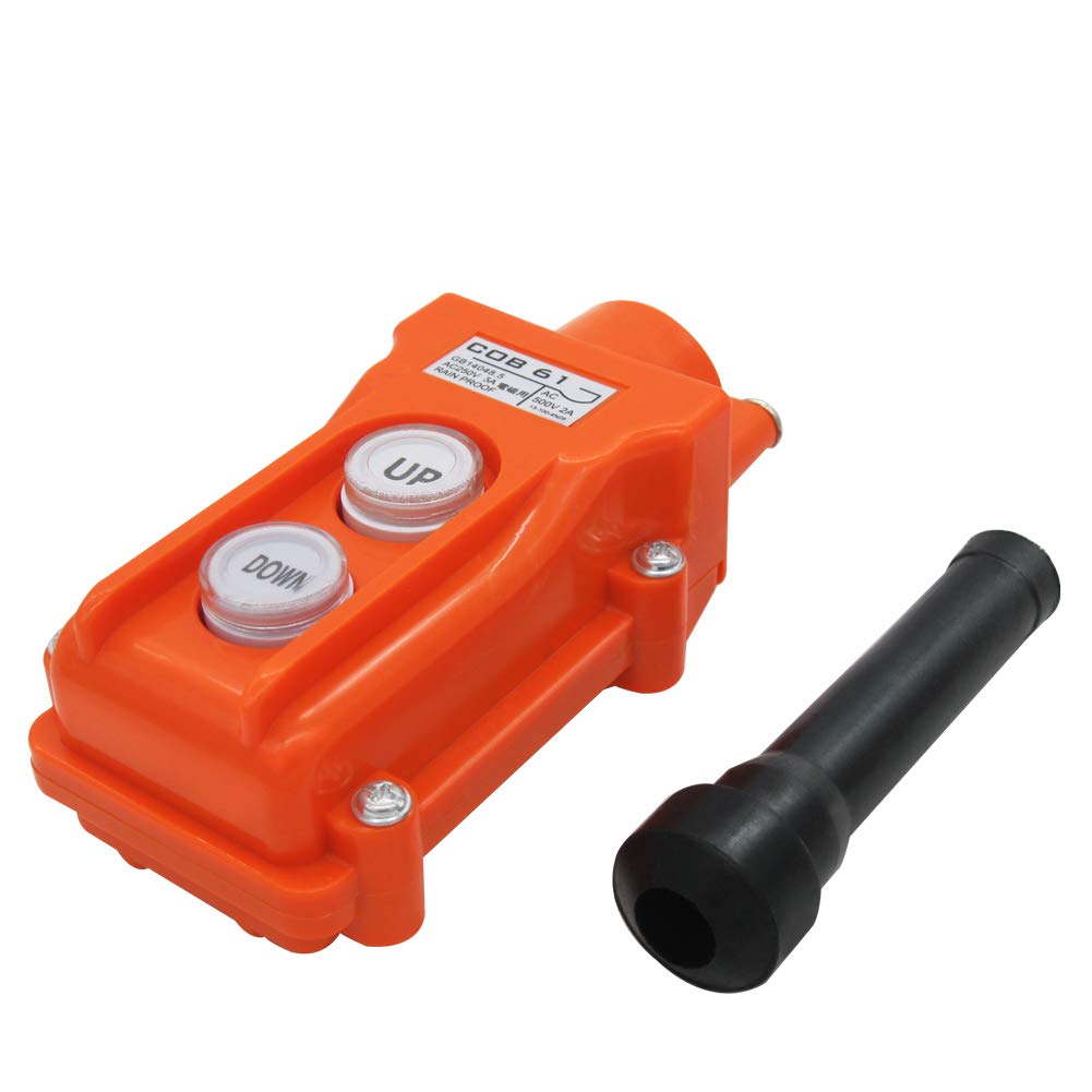 mxuteuk Rain Proof Up-Down Switch Control Station, Crane Pendant Hoist Push Button Switch Momentary COB61-UP-DOWN