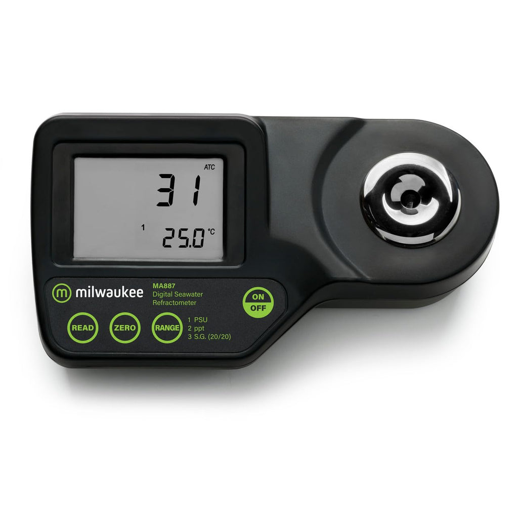 Milwaukee Salinity Digital Refractometer with Carrying Case for Saltwater Aquariums - MA887BOX
