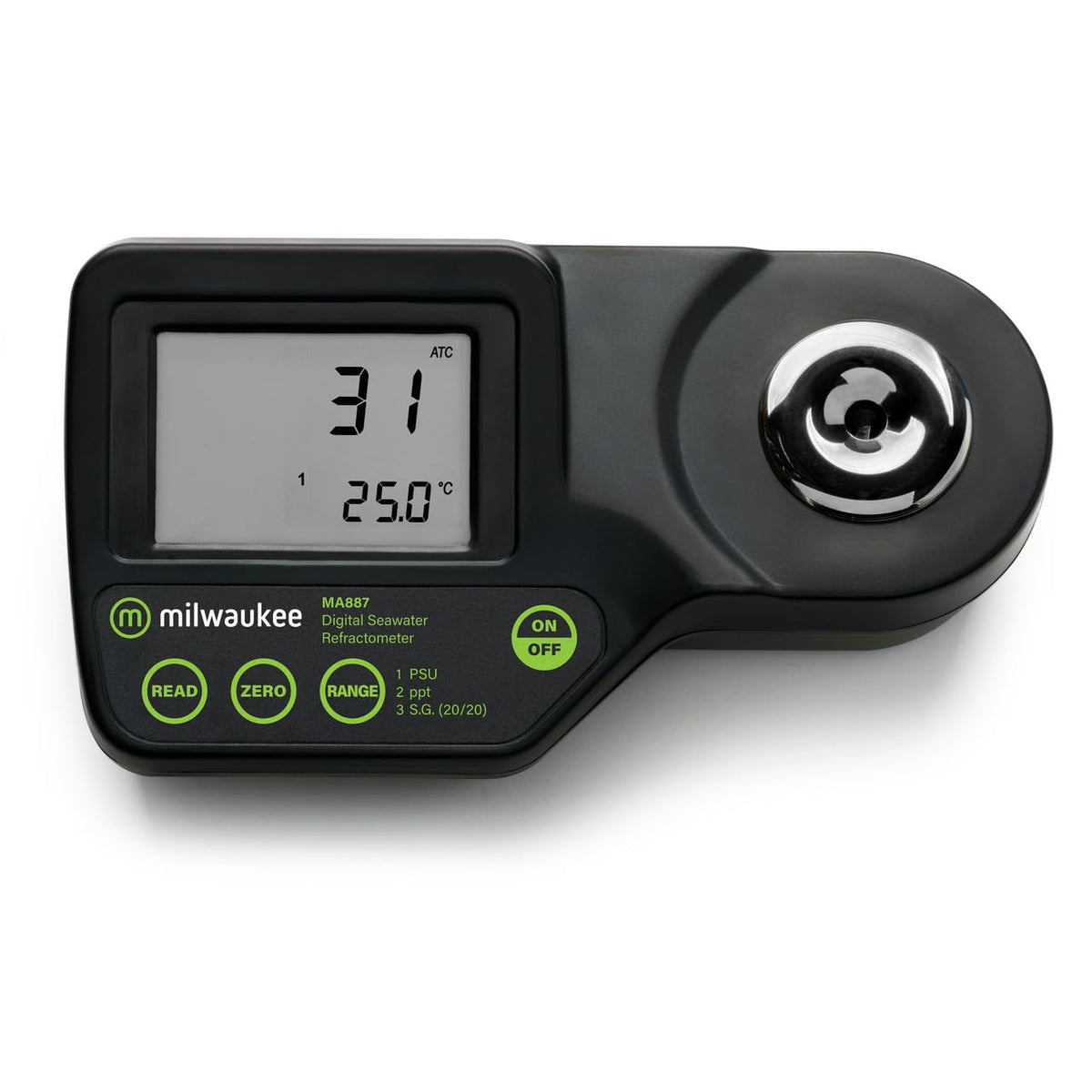 Milwaukee Salinity Digital Refractometer with Carrying Case for Saltwater Aquariums - MA887BOX