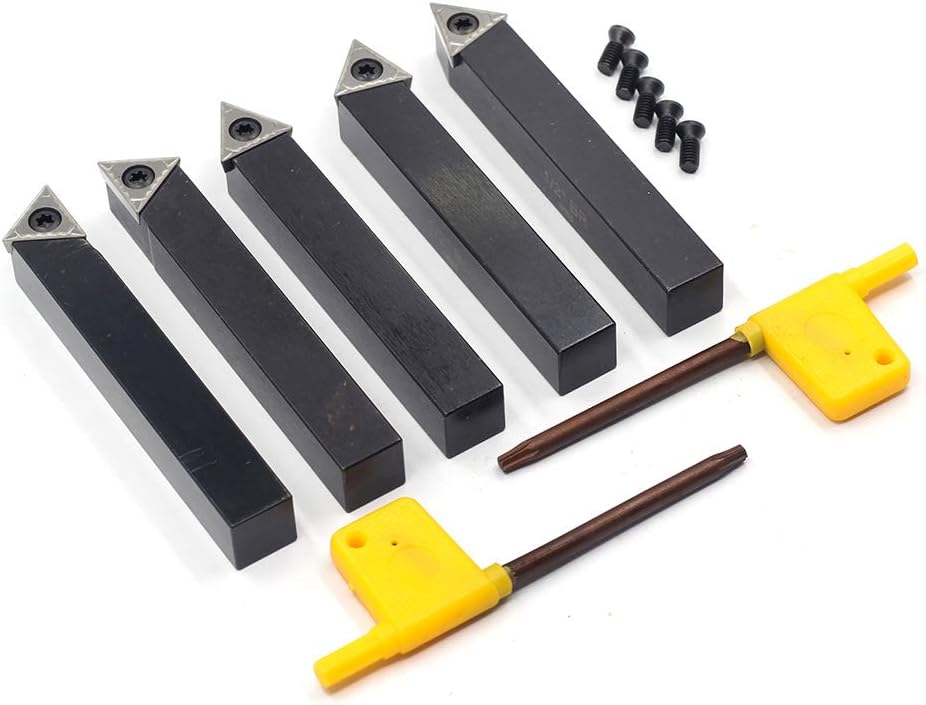 OSCARBIDE 1/2" Mini Lathe Indexable Carbide Turning Tool Holder 5-Piece
