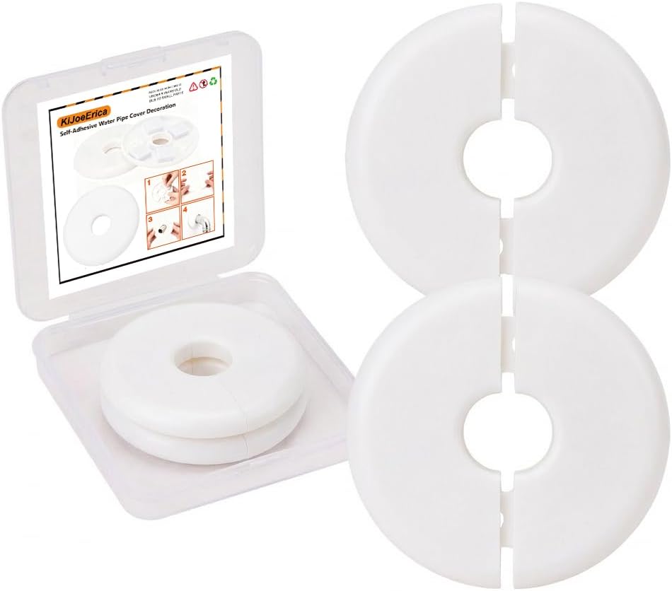 2pcs Wall Split Flange, white Self-Adhesive Pipe Cover Escutcheon Plate