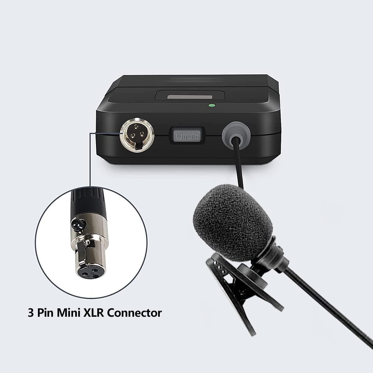 Lavalier Lapel Microphone with Mini XLR Jack, Hand-Free Clip-on Lapel Mic Compatible with Wireless Mic System UHF