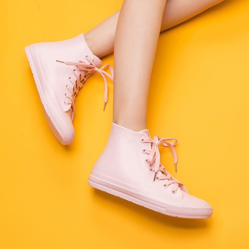 Women's Rain Boots Waterproof Rain Shoes with Lace Up Garden Shoes | high top, stain-resistant and easy to clean