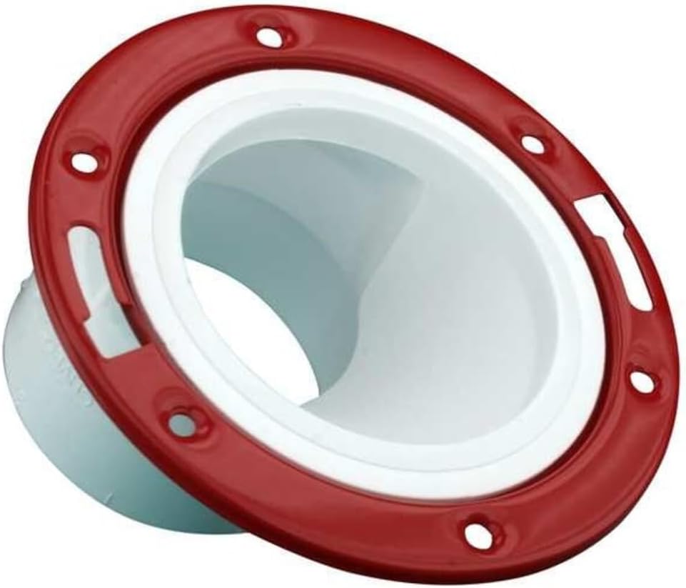 Mueller Industries PVC Closet Flange, Offset, Metal Ring, Hub, 4" x 3" Pipe Size - Pipe Fitting