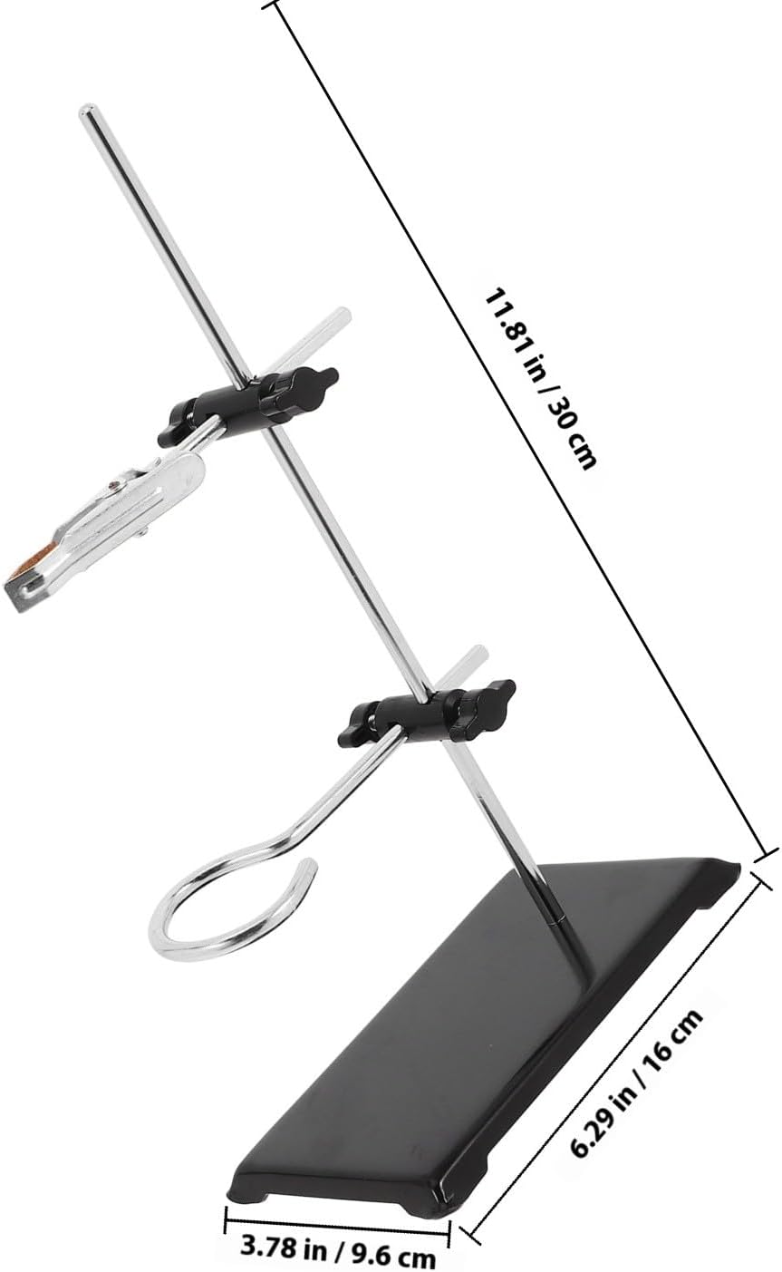 Laboratory Iron Stand Support Base Set with Flask Clamp and Retort Ring, Chemistry Test Tube Holder Lab Stand for