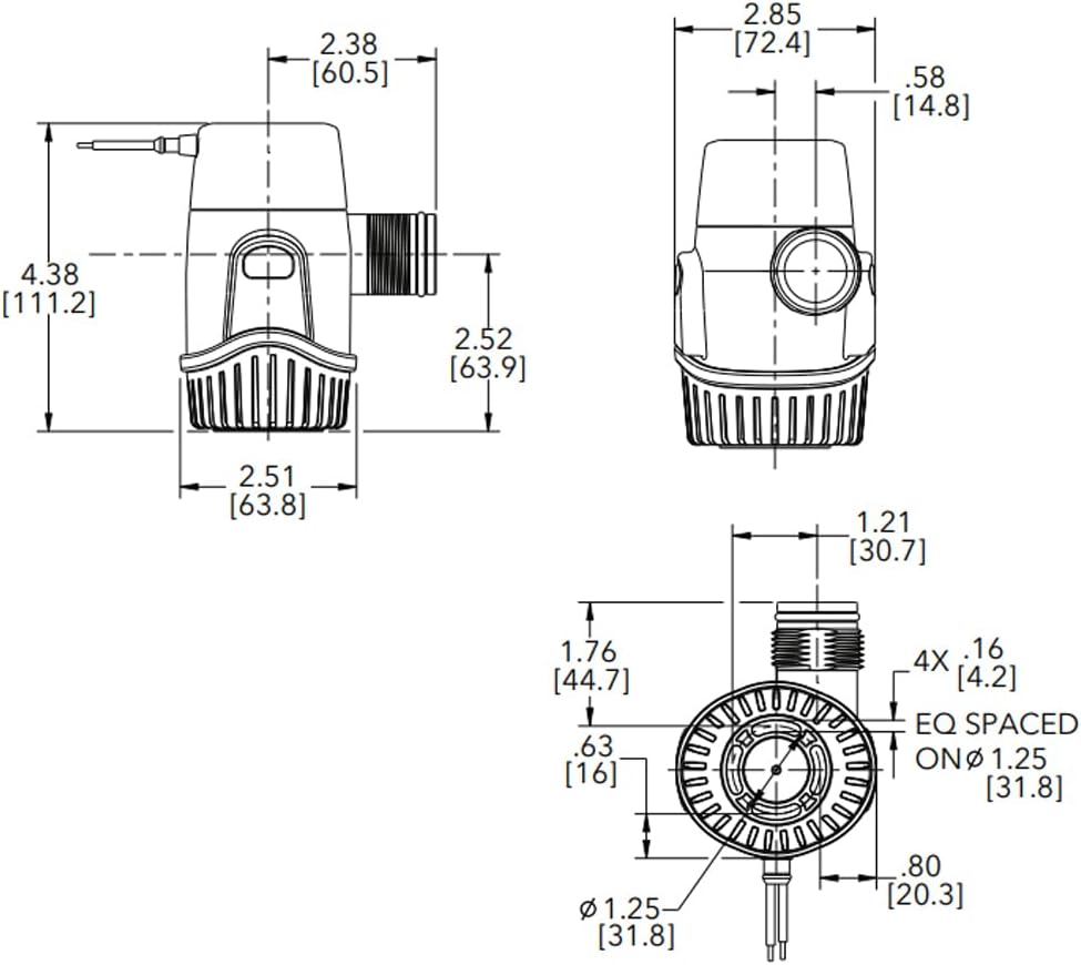 Rule 27DA, Standard Bilge Pump Non-Auto, Submersible, 1100GPH, 12V