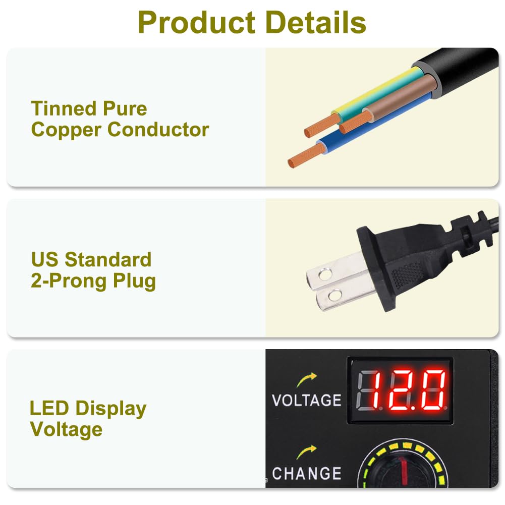 Wefomey 3V-24V 3A Universal Power Supply 72W Adjustable 2-Pin AC/DC Adapter