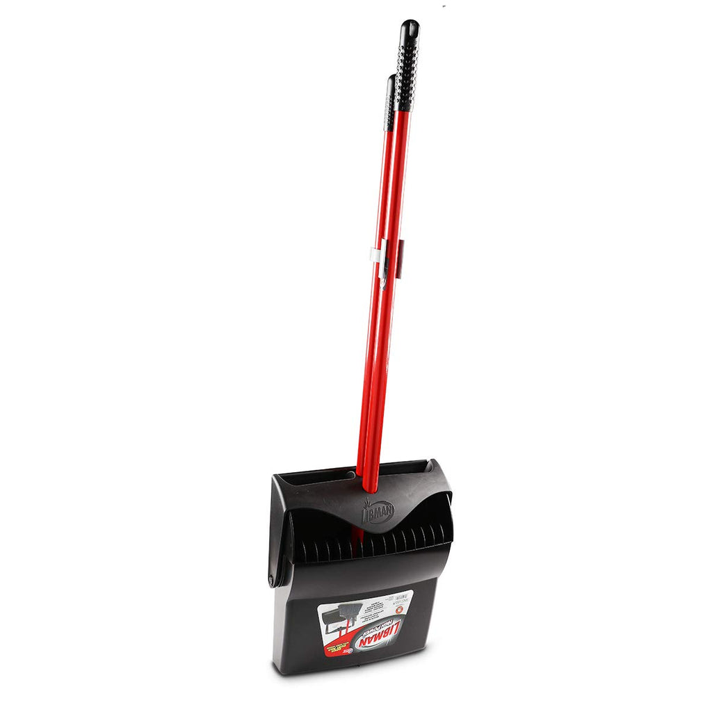 919 Lobby Dust Pan and Broom Set (Open Lid), 41" Length, 12" Width, Black/Red (Pack of 2)