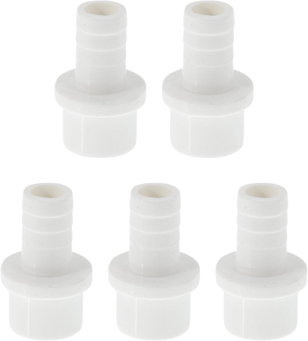 Plastic Hose Barb Fitting 1" x 5/8" Barb OD Straight Through Pipe Connector White 5 Pcs