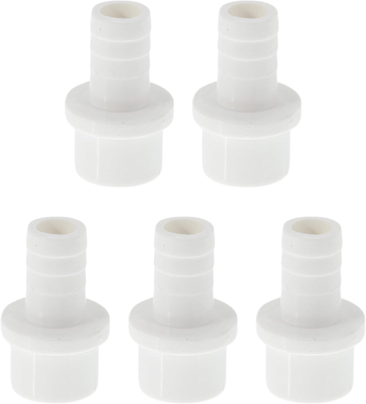 Plastic Hose Barb Fitting 1" x 5/8" Barb OD Straight Through Pipe Connector White 5 Pcs