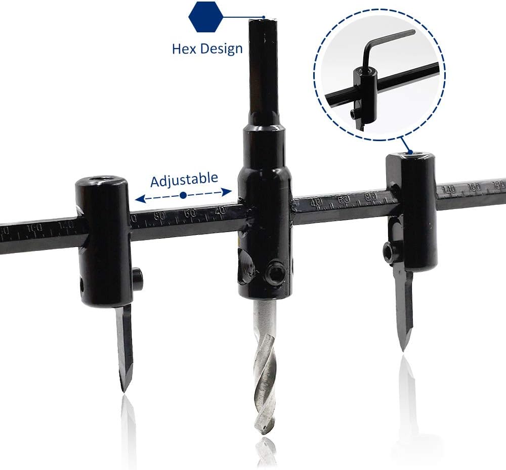 Luomorgo Adjustable Hole Saw Circle Cutter Drill Bit, 1 3/16" to 12"