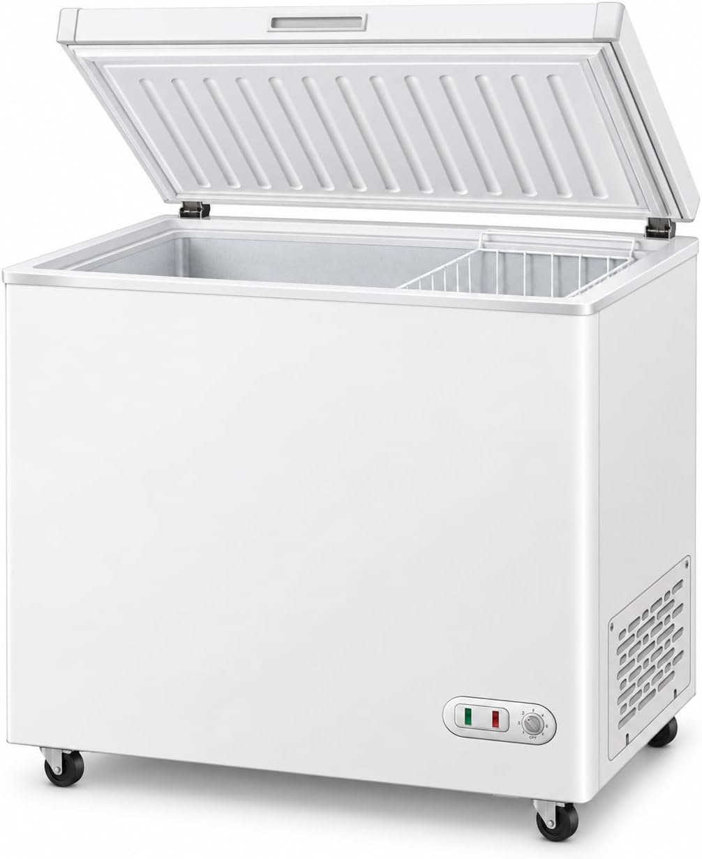 7 Cu. Ft. Commercial Deep Chest Freezer, Locking Stay-Open Lid, White