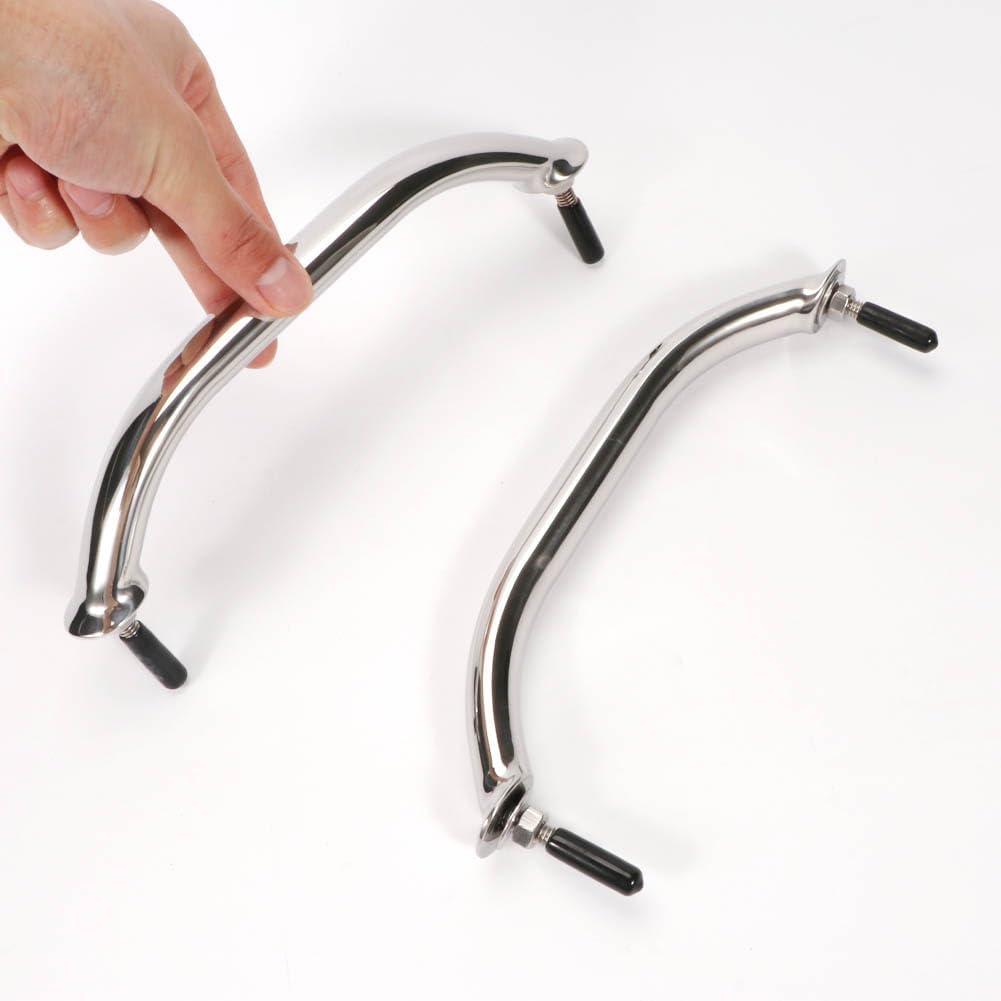 Boat Grab Bar 304 Stainless Steel Polished Grab Handle Handrail Hardware Multipurpose (2PCS) (9“ Silver)
