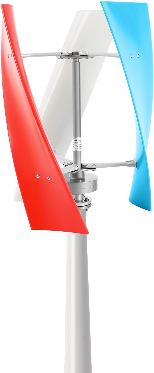 Wind Turbine Generator Kit, Vertical 3 Blades Home Windmill Kit Hybrid Wind System with Controller for Terrace