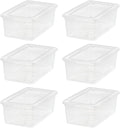 6 Qt Storage Bins with Lids, 6-Pack Clear Plastic Storage Containers, Stackable Organization Boxes for Shoes, Crafts