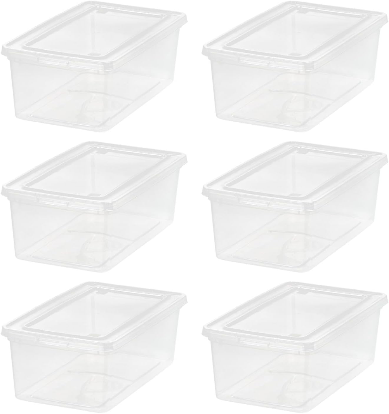 6 Qt Storage Bins with Lids, 6-Pack Clear Plastic Storage Containers, Stackable Organization Boxes for Shoes, Crafts