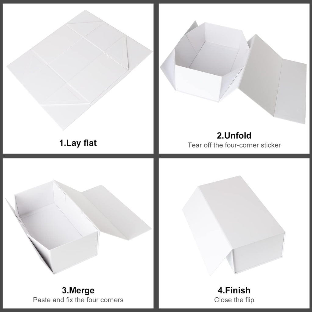 White Gift Box 12" x 6" x 4", Magnetic Closure Lid Gift Boxes for Presents