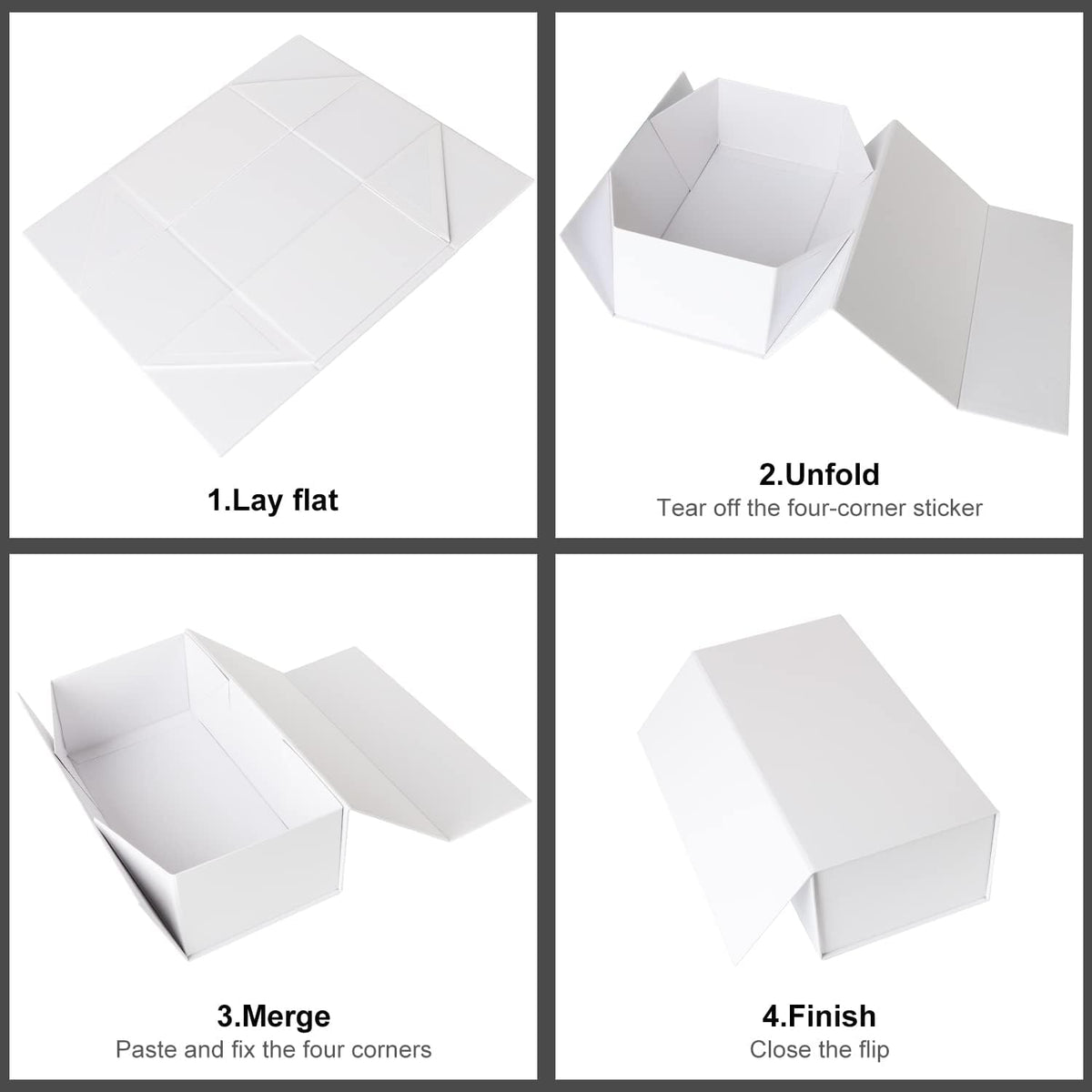 White Gift Box 12" x 6" x 4", Magnetic Closure Lid Gift Boxes for Presents