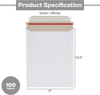 Rigid Mailers, 11 x 13.5 Inch, 100 Pack, Kraft White Cardboard Shipping Envelopes for Photo & Document, Self Seal
