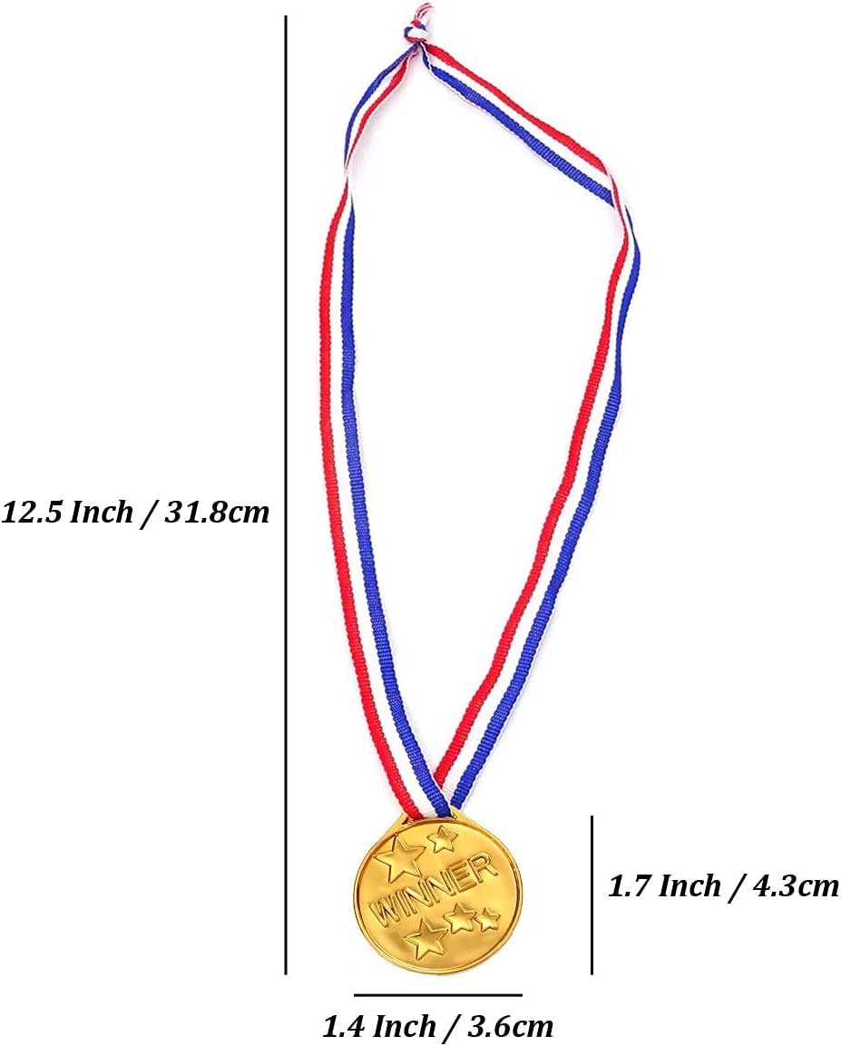 40 Pieces Plastic Gold Winner Award Medals Bulk for Sports, Games Competitions, Party Favors and Decorations