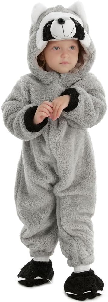 Baby Raccoon Costume Newborn, Infant and Toddler Boys Girls 0-4T | 90% Upgraded Flannel Fleece/ 10% Spandex