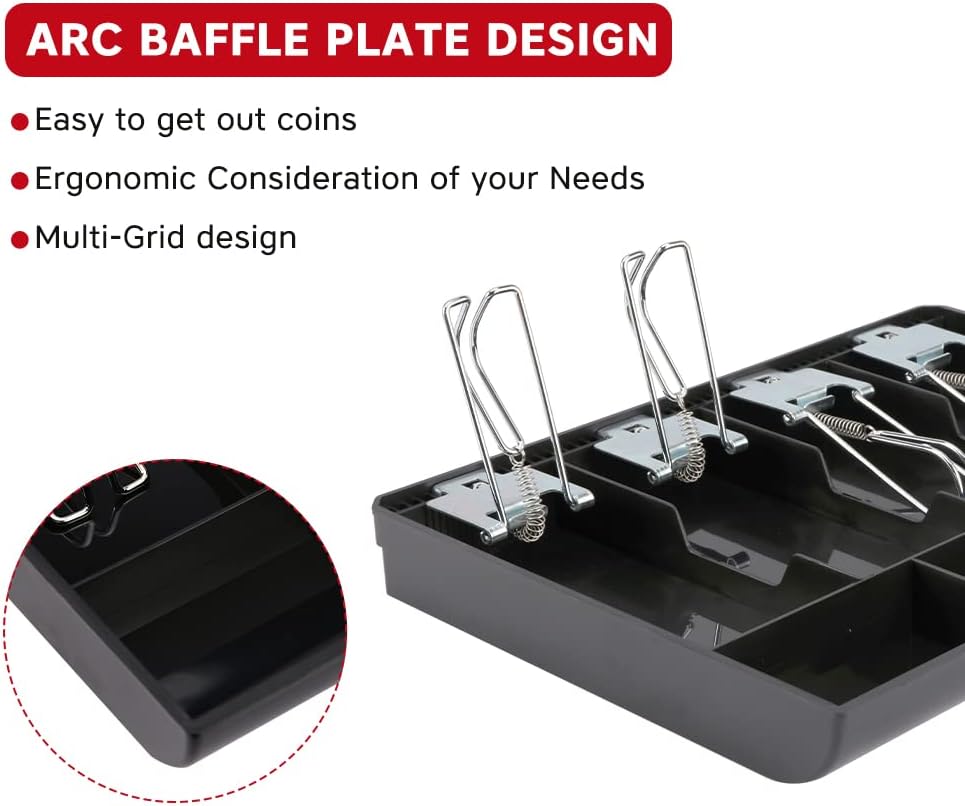 Cash Register Drawer, 4 Bill/3 Coin Market Storage Coin Register, Cash Money Tray Replacement Insert Tray Storage