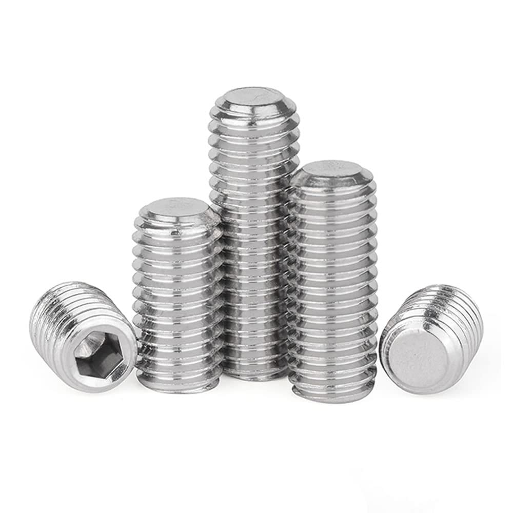 Junter 10pcs M10 x 10mm A2-70 Flat Point Grub Hex Socket Set Metric Screws