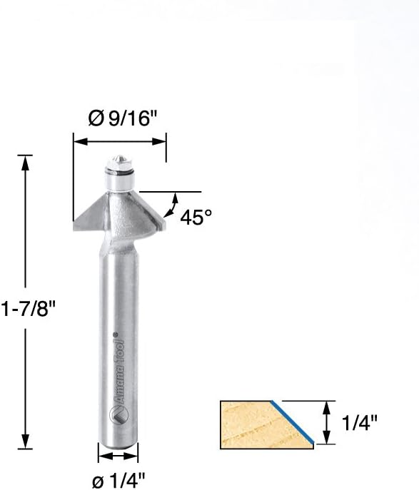 Amana Tool - MR0108 Carbide Tipped Miniature Chamfer 45° x 9/16 Dia x 1/4