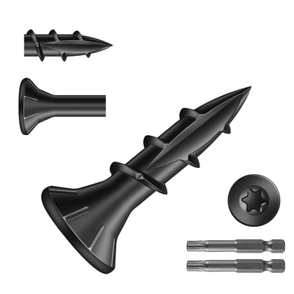 #8 x 5/8" Deck Screws (1941Pcs) 6lb. Carbon Steel, Black, Flat Head, Rust Resistant epoxy Coated, with T25 Star Bit