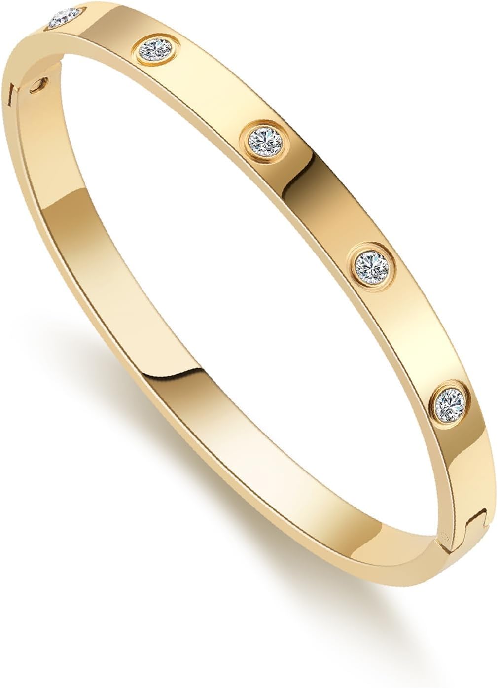Friendship Love Bracelet for Women - 18K Gold Plated Titanium Steel Cuff Bangle | Cubic Zirconia Jewelry Gift, Simple