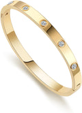 Friendship Love Bracelet for Women - 18K Gold Plated Titanium Steel Cuff Bangle | Cubic Zirconia Jewelry Gift, Simple