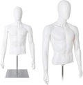 Male Mannequin Torso Body, Height Adjustable Plastic Half Body Display Dress Form with Metal Stand, Dress Form for