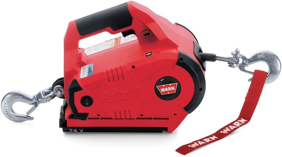 885005 PullzAll Cordless 24V DC Portable Electric Winch with Steel Cable and 2 Rechargeable Battery Packs: 1/2 Ton