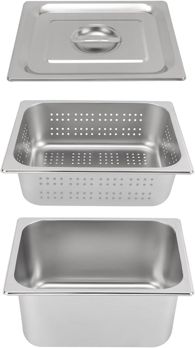 1 Set 1/2 Size Stainless Steel Steam Hotel Pan Steam Table Pan Food Service Pan for Party, Kitchen, Restaurant, Hotel