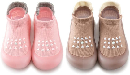 Baby Non Slip Socks Shoes Toddler Girls Boys First Walking Shoes Infant Indoor Floor Slipper Sneakers 2 Pairs