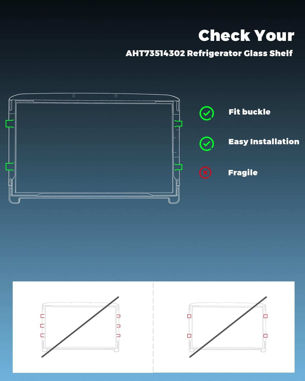 Refrigerator Glass Shelf - Replacement for LG AHT73514302