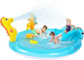 Sea Animal Inflatable Kids Pool with Slide and Sprinkler, Inflatable Play Center with Rings & Animal Figures