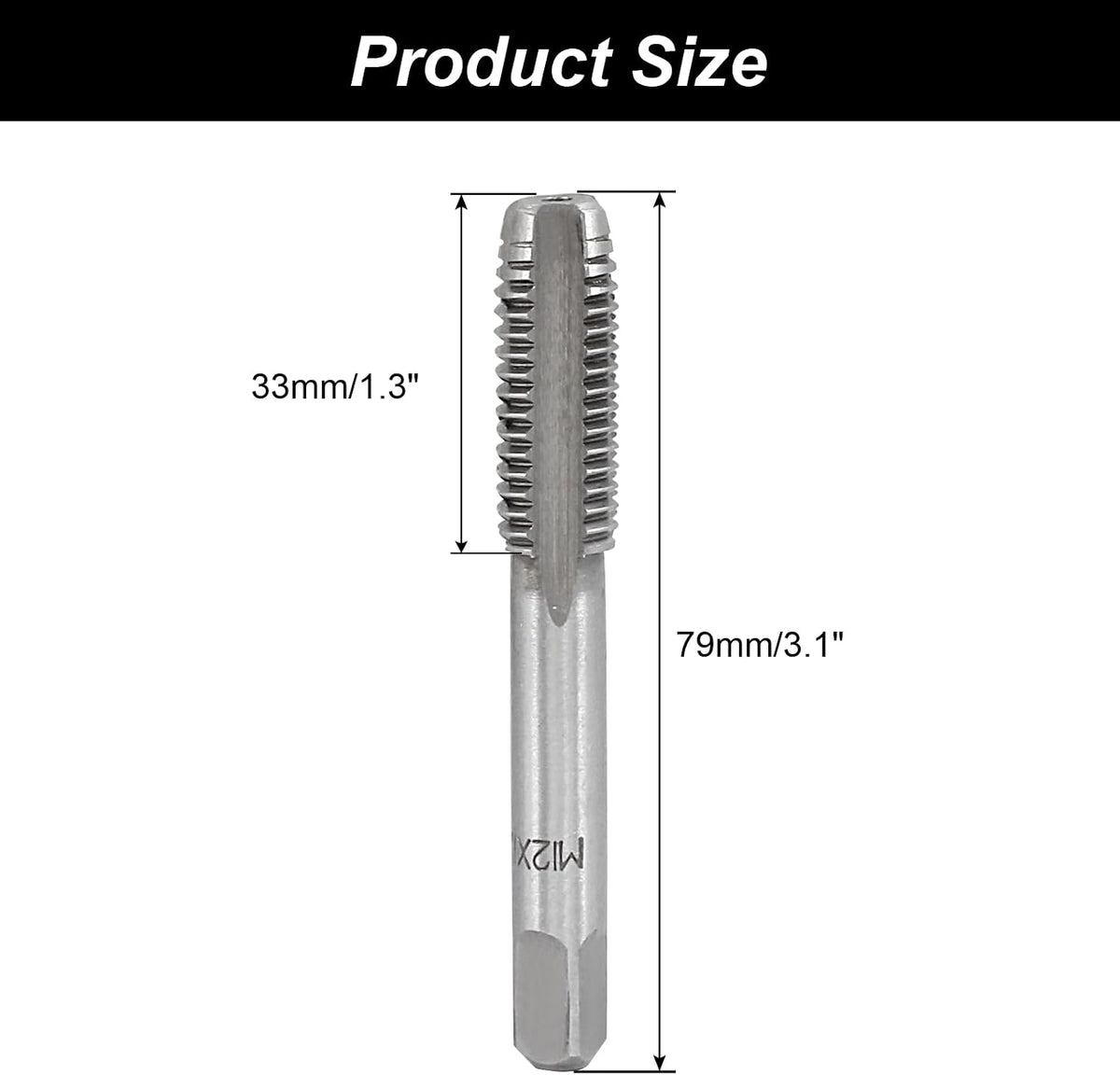 Bonsicoky Metric Machine Tap M12 x 1.75mm, 2 Pcs