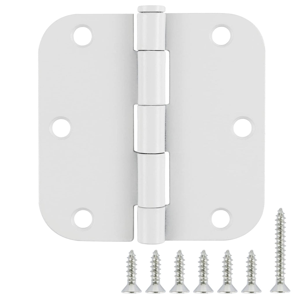 3 1/2" Matte White Door Hinges 3.5" 5/8" Radius Rounded 6 Pack