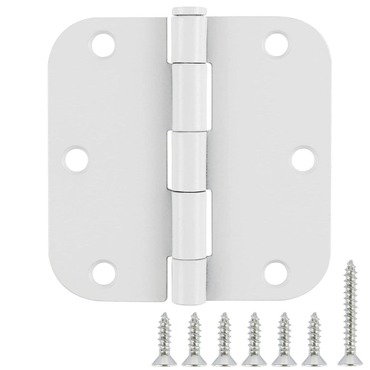 3 1/2" Matte White Door Hinges 3.5" 5/8" Radius Rounded 6 Pack