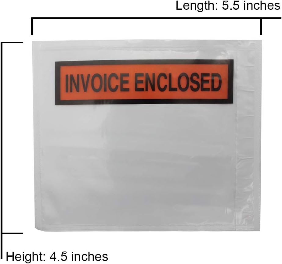 4.5" x 5.5" Invoice Enclosed Packing List Envelope Adhesive Pouches (Case/1000 Count)