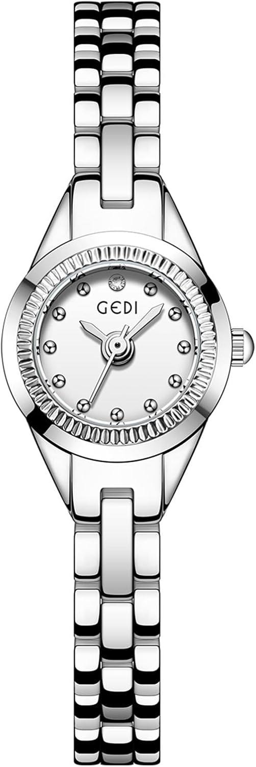 Women's Small Bracelet Watch, 17mm Crystal Dial Stainless Steel Band | 17mm petite dial, stainless steel bracelet