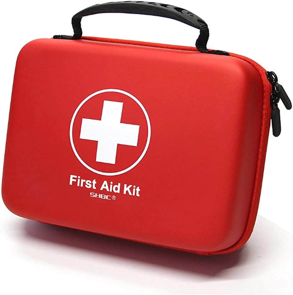 Compact First Aid Kit (228pcs) Designed for Family Emergency Care. Waterproof EVA Case and Bag is Ideal for The Car