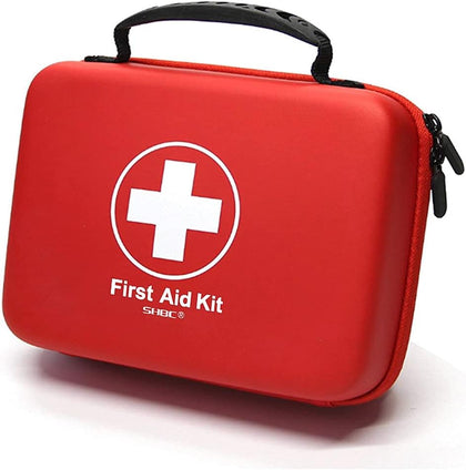 Compact First Aid Kit (228pcs) Designed for Family Emergency Care. Waterproof EVA Case and Bag is Ideal for The Car