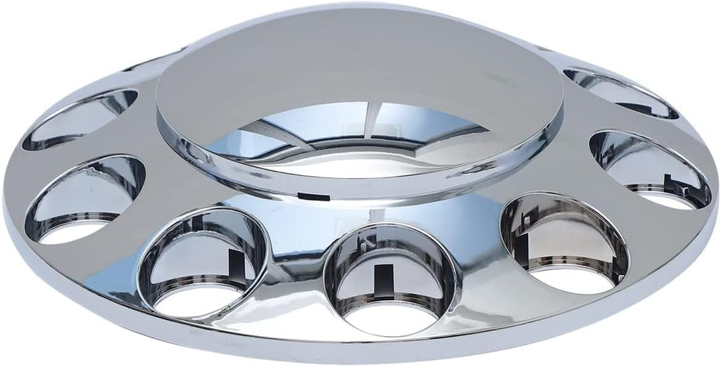 ABS Plastic Chromed Hubcaps Wheel Front Axle Cover Set with 33mm Thread-On Lug Nut Covers for Semi Trucks (Dome)