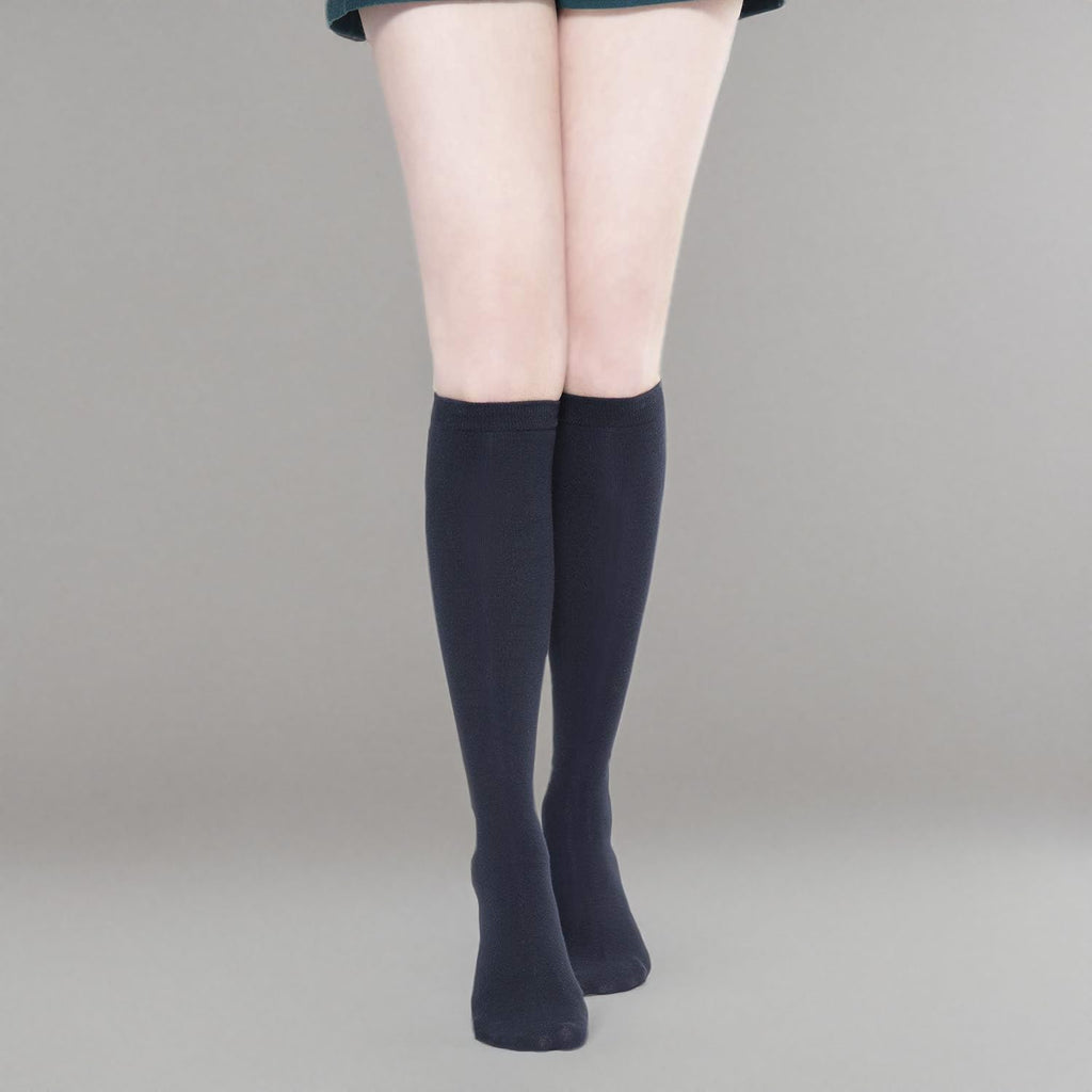Women's Cotton Knee High Socks, Dress, Work, School, 6 Pairs | 86% combed cotton, classic solid color options, long