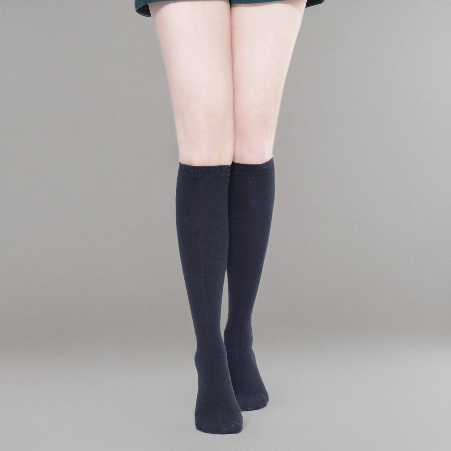 Women's Cotton Knee High Socks, Dress, Work, School, 6 Pairs | 86% combed cotton, classic solid color options, long